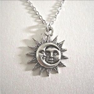 NWOT - Unisex Classical Creative Bohemian Sun & Moon Necklace Pendant (Silver)